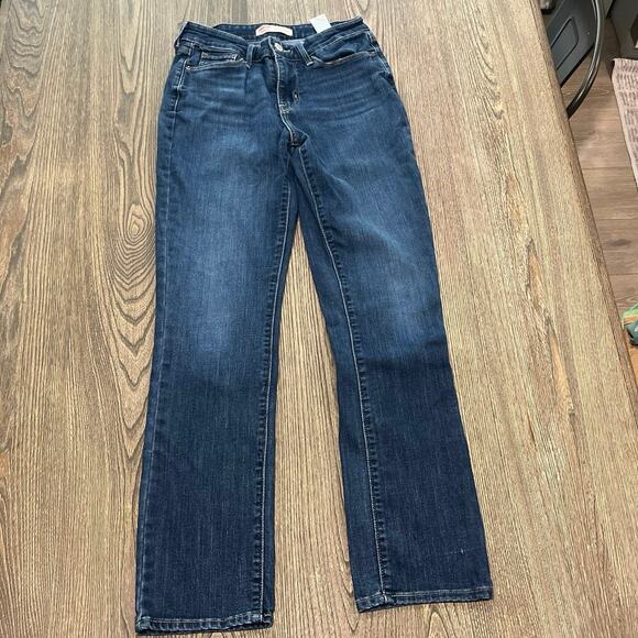 Levi Strauss Signature Mid-Rise Straight Jeans Denim Dark Wash Blue Size 26 - Picture 1 of 9